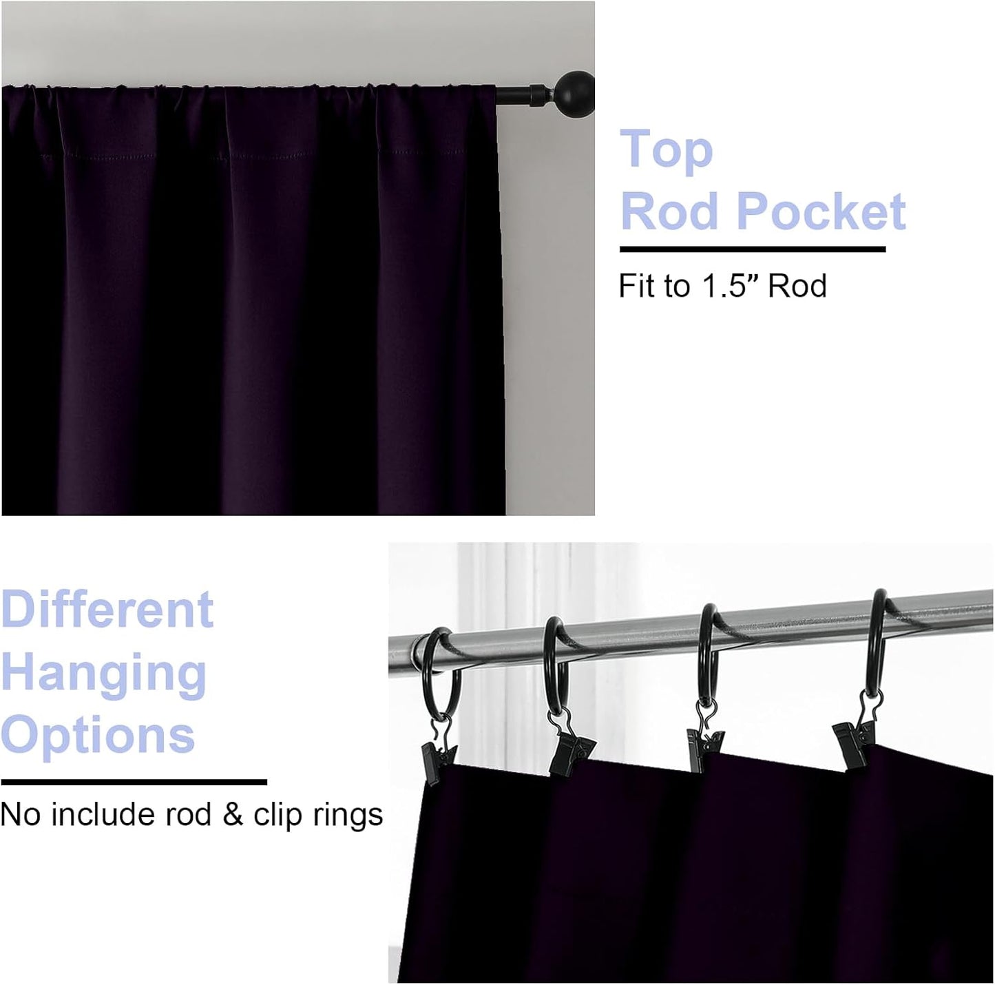 Simplebrand Ava Sage Green Blackout Curtains for Bedroom 63 Inch Length 2 Panels Set, Solid Thermal Insulated Energy Saving Rod Pocket Window Treatment Curtains Blackout Drapes, W40 x L63 Inch, Sage - Colors B
