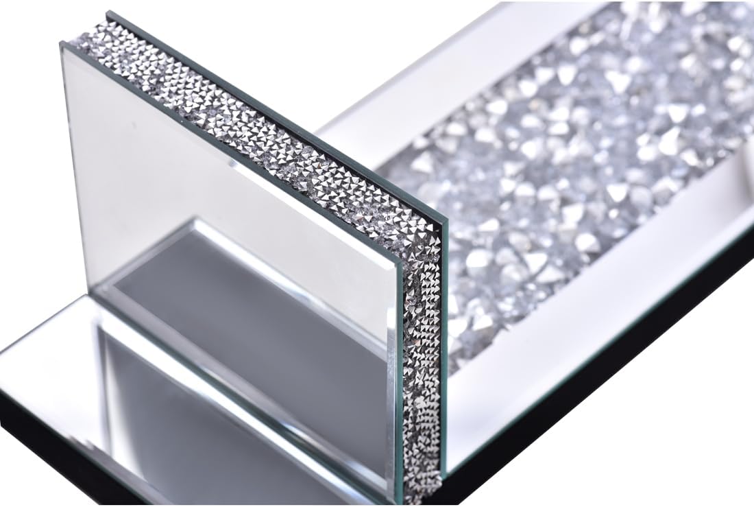 Aeveco Crystal Crush Diamond Mirrored Candle Sconces, Silver Wall Candle Holder Set of 2, Wall Decorations for Living Room，Dining Room (Rectangle Stripe (Style 4))