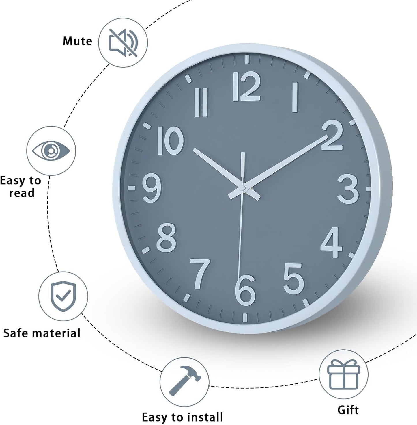Wall Clocks Battery Operated 8 inch Modern Wall Clock,Silent Non Ticking Wall Clock for Living Room Bedroom Kitchen Office Classroom Decor (Green White)