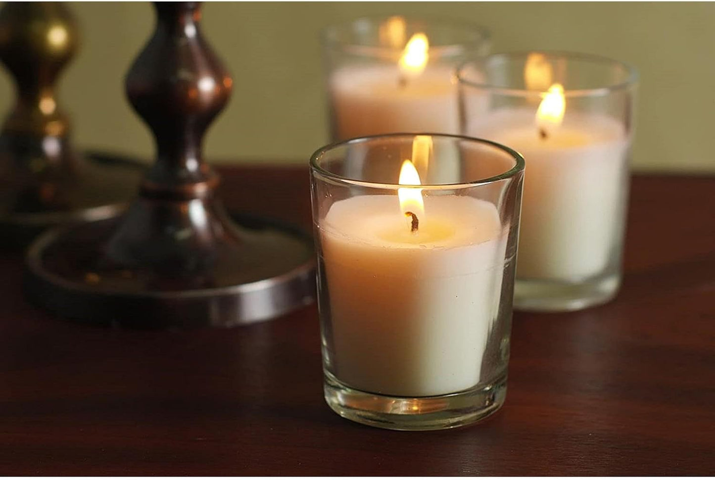 48-Pack Clear Glass Votive Candles – 10–12 Hour Long Burn, Unscented, Ivory, Bulk Set for Weddings, Events & Table Centerpieces – Hosley