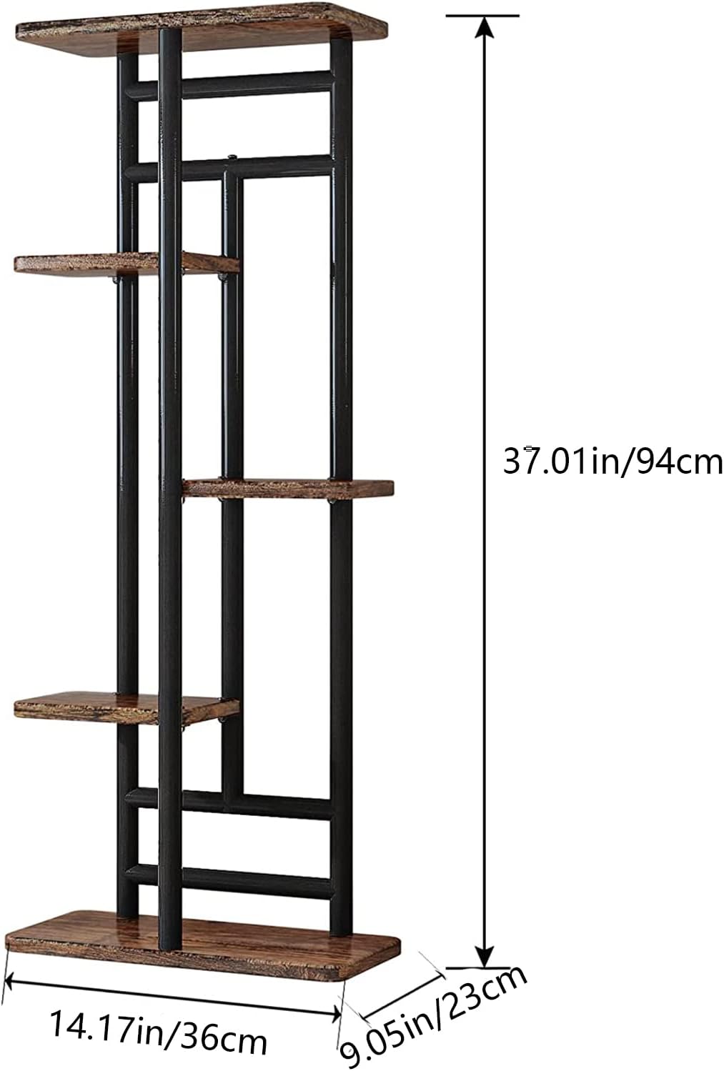LINZINAR Plant Stand Indoor 4 Tier 5 Potted Multiple Plant Shelf Stands for Garden Corner Balcony Living Room Black