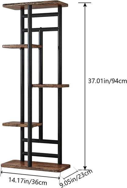 LINZINAR Plant Stand Indoor 4 Tier 5 Potted Multiple Plant Shelf Stands for Garden Corner Balcony Living Room Black