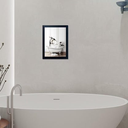 Bathroom Picture Wall Decor, Framed Black and White Bathroom Wall Art, Toilet Paper in Little Funny Raccoon's Hand Animal Canvas Print Painting