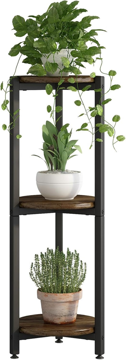 Plant Stand Indoor Corner Tall 2 Tier Metal Modern Flower Storage Plant Shelf Holder for Living Room Balcony Garden,Black (2 Tier-Black Round)