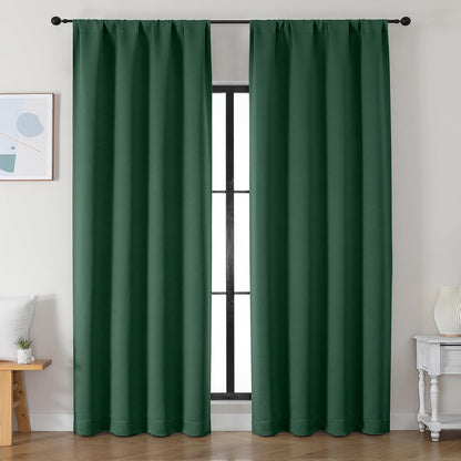 Simplebrand Ava Sage Green Blackout Curtains for Bedroom 63 Inch Length 2 Panels Set, Solid Thermal Insulated Energy Saving Rod Pocket Window Treatment Curtains Blackout Drapes, W40 x L63 Inch, Sage - Colors B