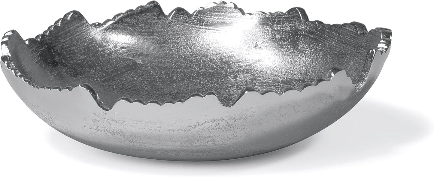 Red Co. 8.75” Gold Moon Decorative, Asymmetrical Torn, Hammered Metal Centerpiece Bowl with Sculpted Edges