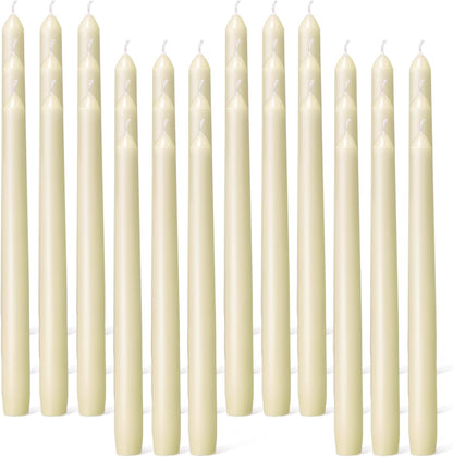 Everymoment Ivory Taper Candles - 4 Pack 10 Inch Candlesticks - Dripless & Smokeless Tapered Candle 8 Hours Unscented Cream Candle Sticks - Perfect for Wedding Holiday Dinner Party Home Decor