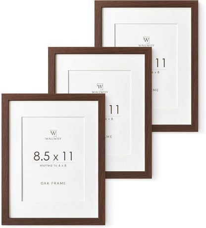 5x7 Picture Frame, Solid Oak Wood 5 x 7 Photo Frame with Mat to 4x6, 7x5 Picture Frames for Wall and Tabletop Display, (Walnut Set of 1)