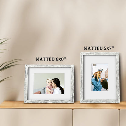 Egofine 8x10 Picture Frames Set of 4, Made of Solid Wood Covered by Plexiglass 4x6 and 5x7 with Mat or 8x10 without Mat, for Table Top Display and Wall Mounting Photo Frame Black