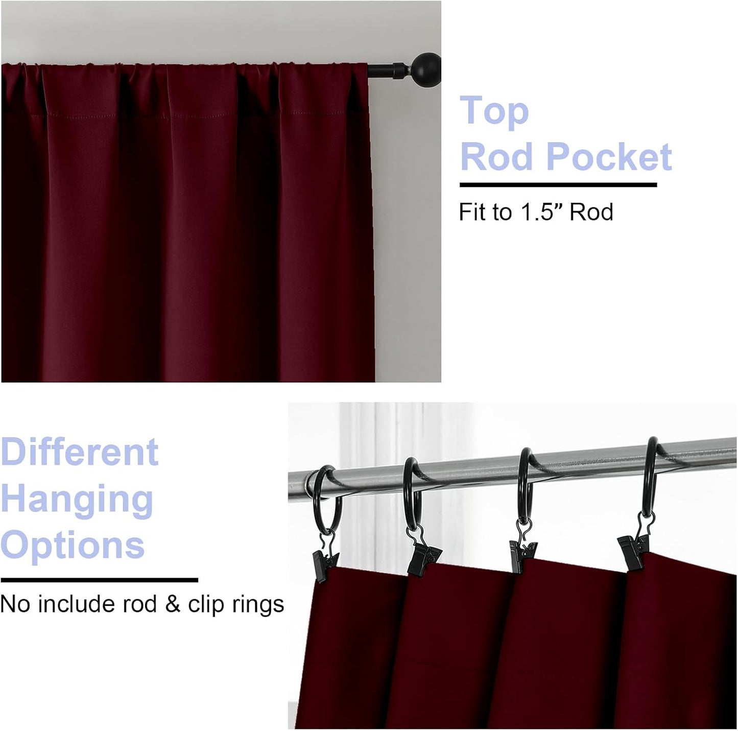 Simplebrand Ava Sage Green Blackout Curtains for Bedroom 63 Inch Length 2 Panels Set, Solid Thermal Insulated Energy Saving Rod Pocket Window Treatment Curtains Blackout Drapes, W40 x L63 Inch, Sage - Colors A
