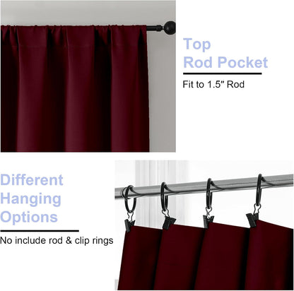 Simplebrand Ava Sage Green Blackout Curtains for Bedroom 63 Inch Length 2 Panels Set, Solid Thermal Insulated Energy Saving Rod Pocket Window Treatment Curtains Blackout Drapes, W40 x L63 Inch, Sage - Colors A
