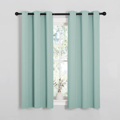 NICETOWN Halloween Pitch Black Solid Thermal Insulated Grommet Blackout Curtains/Drapes for Bedroom Window (2 Panels, 42 inches Wide by 63 inches Long, Black) - Colors A