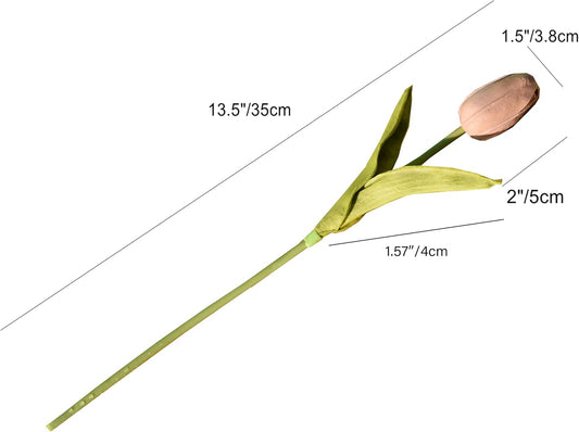 Mandy's White Artificial Tulips Flowers Centerpiece, 13.5" Lifelike PU Fake Floral Stems 20pcs for Kitchen Island & Dining Table, Spring Decor for Easter - Colors B