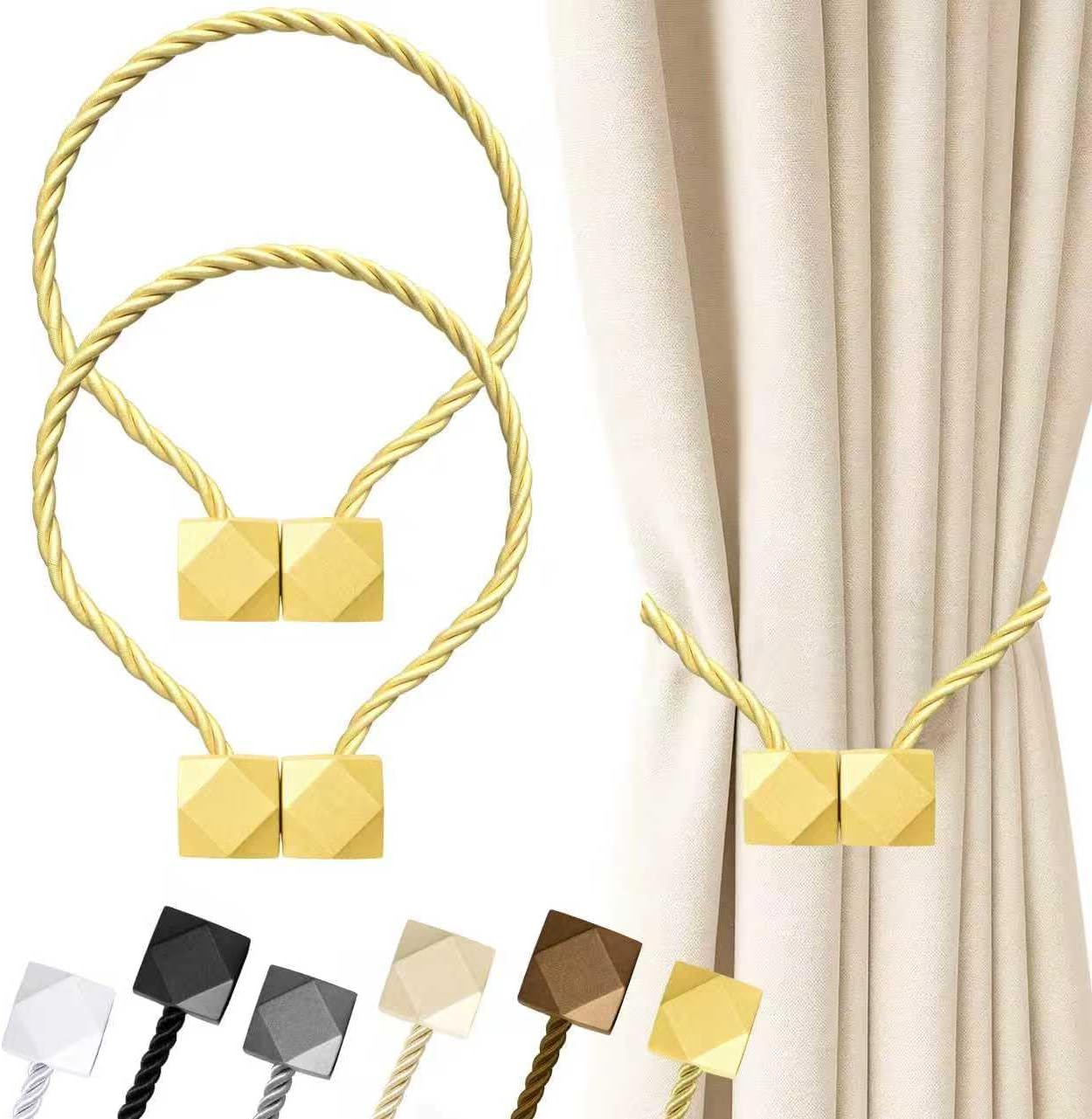 Hion Magnetic Curtain Tiebacks Black 2pcs, Curtain Tiebacks Buckles Holdbacks Holders Hooks Clip for Home Outdoor Bedroom Office Decorative Curtain