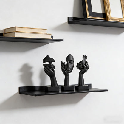 3 Pcs Thinker Small Statue Set - Black Gold Home Decor Abstract Art Figurines for Shelves, Living Room Coffee Table, Office Desktop (3 Pcs Gold, 6")