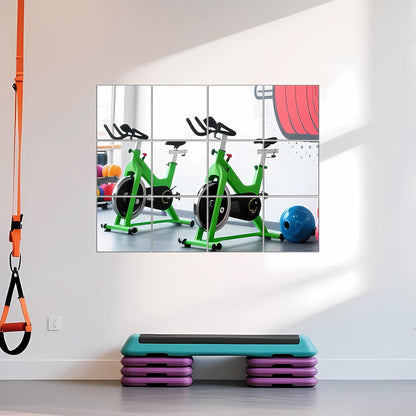 Ruomeng Home Gym Mirrors 12 Inch x 12Pcs Wall Mounted Mirror Glass Frameless Full Length Mirror Tiles for Home Gym, Bedroom, Door & Bathroom