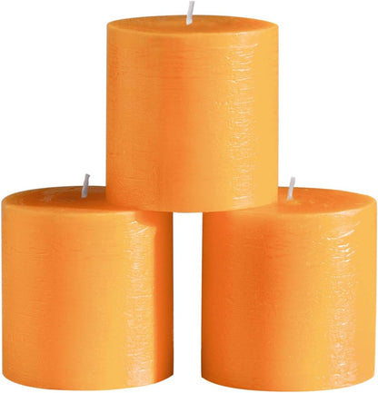 CANDWAX 3x4 inch Pillar Candles Set of 3 – Unscented Dripless Rustic Dark Blue Candles for Room Decor, Weddings, Centerpieces