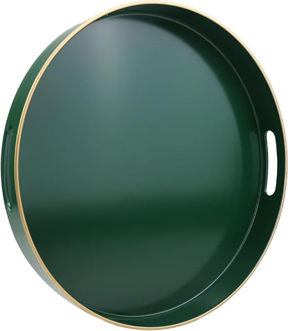 Green Decorative Tray with Handles, Versatile Serving Tray for Coffee Table, Ottoman, Ideal for Serving, Displaying, Organizing, 15.7"*10.2"*1.57"