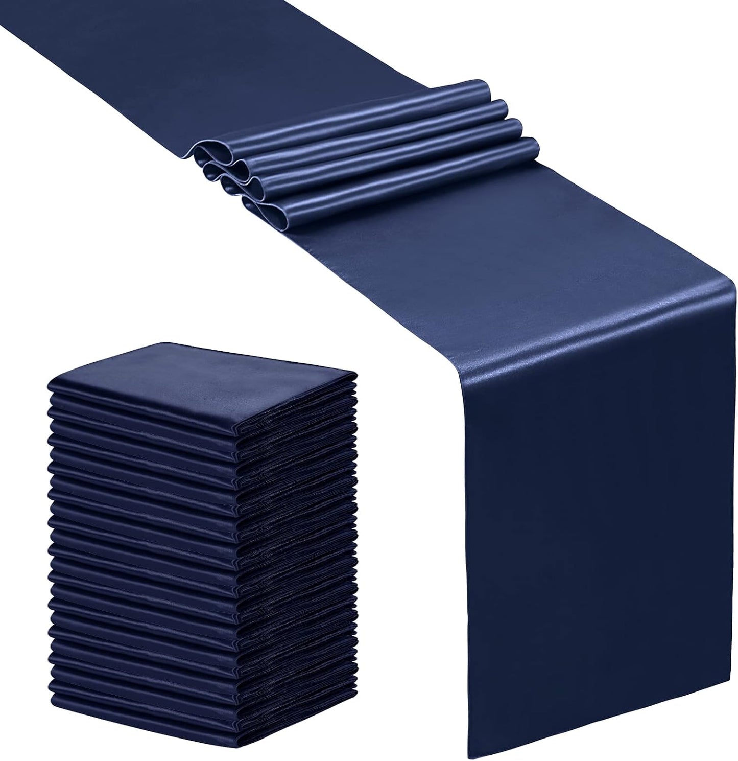 SiinvdaBZX 4 Pcs Royal Blue Satin Table Runner 12 x 108 inches Long, Bright Smooth Satin Wedding Table Runner Decorations for Birthday Parties, Buffet, Banquets, Graduations, Engagements