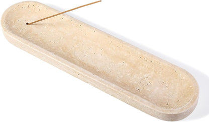 Koville Natural Marble Incense Holder, Incense Holder for Sticks with 9 Holes, Handmade Incense Burner Ash Catcher for Meditation Yoga SPA, Balsam Fir/Palo Santo/Sage/Cone (Green)