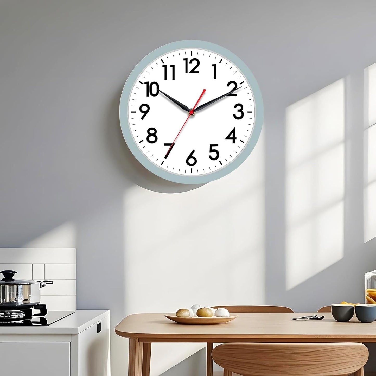 AKCISOT Wall Clock, Modern Small Wall Clocks Battery Operated 8 Inch, Silent Non-Ticking Analog Classic for Office, Home, Bathroom, Kitchen, Bedroom, School(Black)