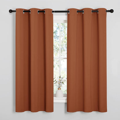 NICETOWN Halloween Pitch Black Solid Thermal Insulated Grommet Blackout Curtains/Drapes for Bedroom Window (2 Panels, 42 inches Wide by 63 inches Long, Black) - Colors B