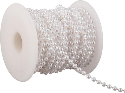3mm Millet Beads Crafts Faux Pearl Beads Garland Pearl Bead Roll Strand of Pearls to Decorate Floral Centerpieces Wedding Party Favor Christmas Tree(33 Feet Ivory)