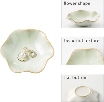 Jewelry Dish Tray, Ring Dish, Ceramic Trinket Tray, Key Bowl, Decorative Plate, for Friends Sisters Daughter Mother (Milky White)