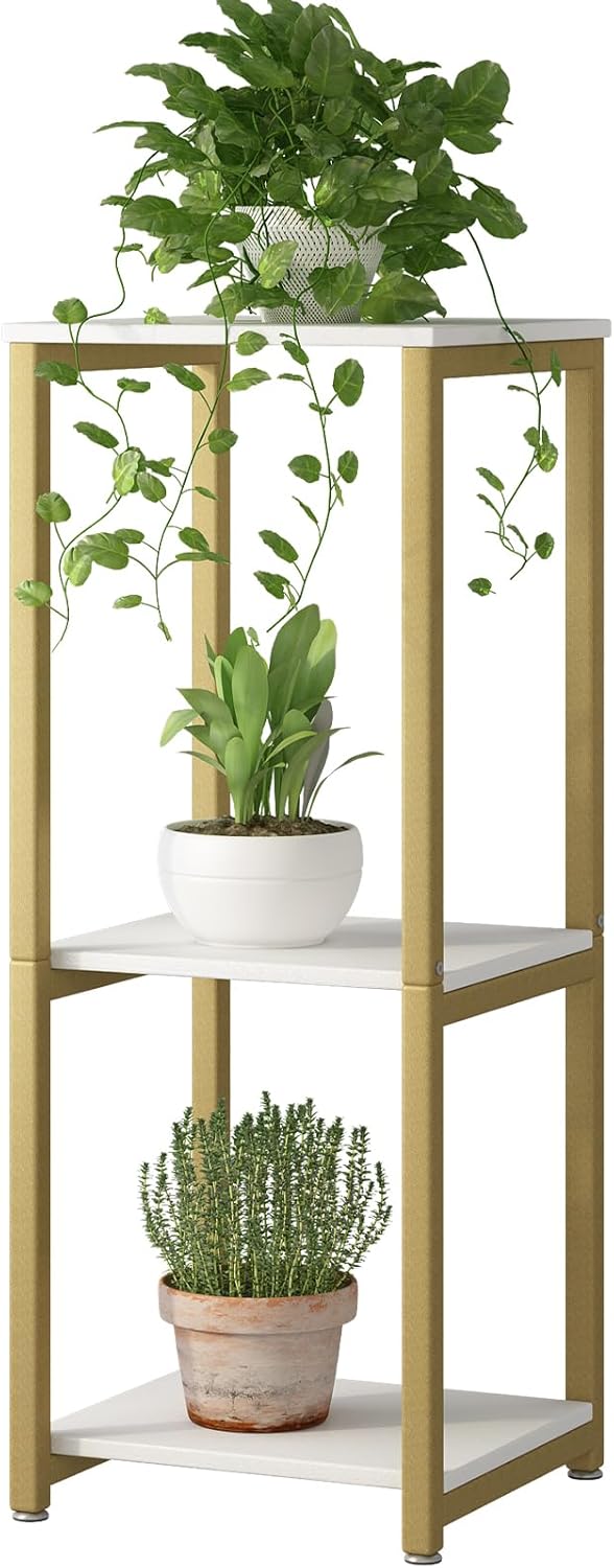 Plant Stand Indoor Corner Tall 2 Tier Metal Modern Flower Storage Plant Shelf Holder for Living Room Balcony Garden,Black (2 Tier-Black Round)