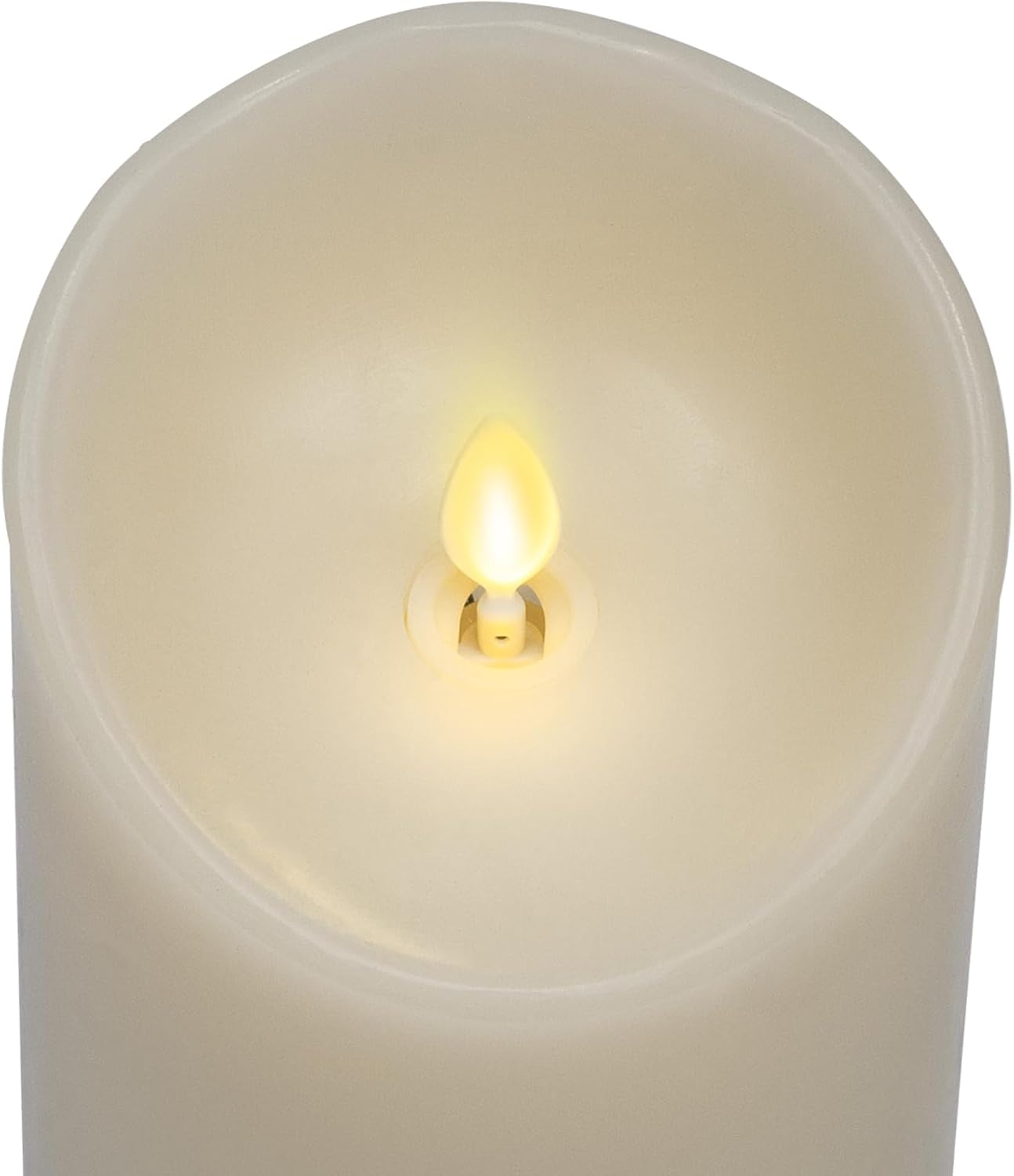 Luminara Scalloped Edge Flameless LED Candle - Ivory 3.5" x 8.75" - Real Wax Pillar Battery Operated Moving Flame w/Timer Unscented 1000Hr Runtime