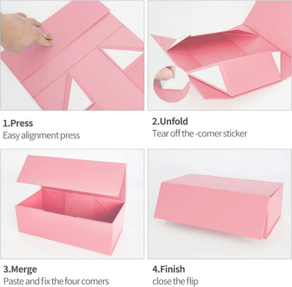 Pink Gift Box 10" x 6" x 3" with Magnetic Closure Lid Gift Boxe for Presents,Bridesmaid Gifts Boxes,Cute Box,Birthday Gift box,Luxury for Gift Packaging, Magnetic Gift Boxe for Wrapping Gifts (Pink)