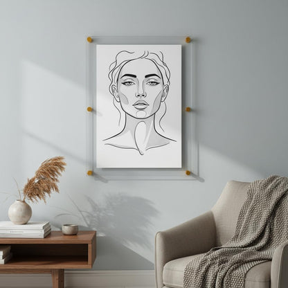 Azar Displays,105536, Floating Acrylic Wall Frame with Silver Hardware Stand Off Caps, Clear Hanging Photo Frame Display Mount with Frameless Border, Glass-Like Frame for Large Prints, 24" x 36"