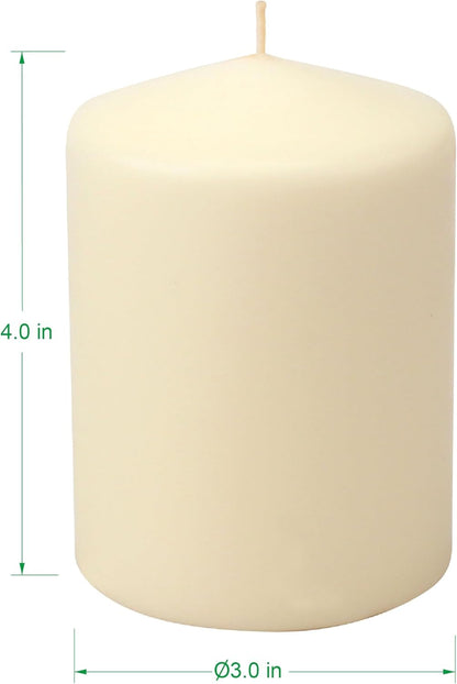 Stonebriar Unscented Pillar Candles – 65 Hour Burn Time, Long-Lasting Wax Candles for Weddings, Holidays, Home Décor & Special Events, Pack of 6, Ivory, 3" x 6"