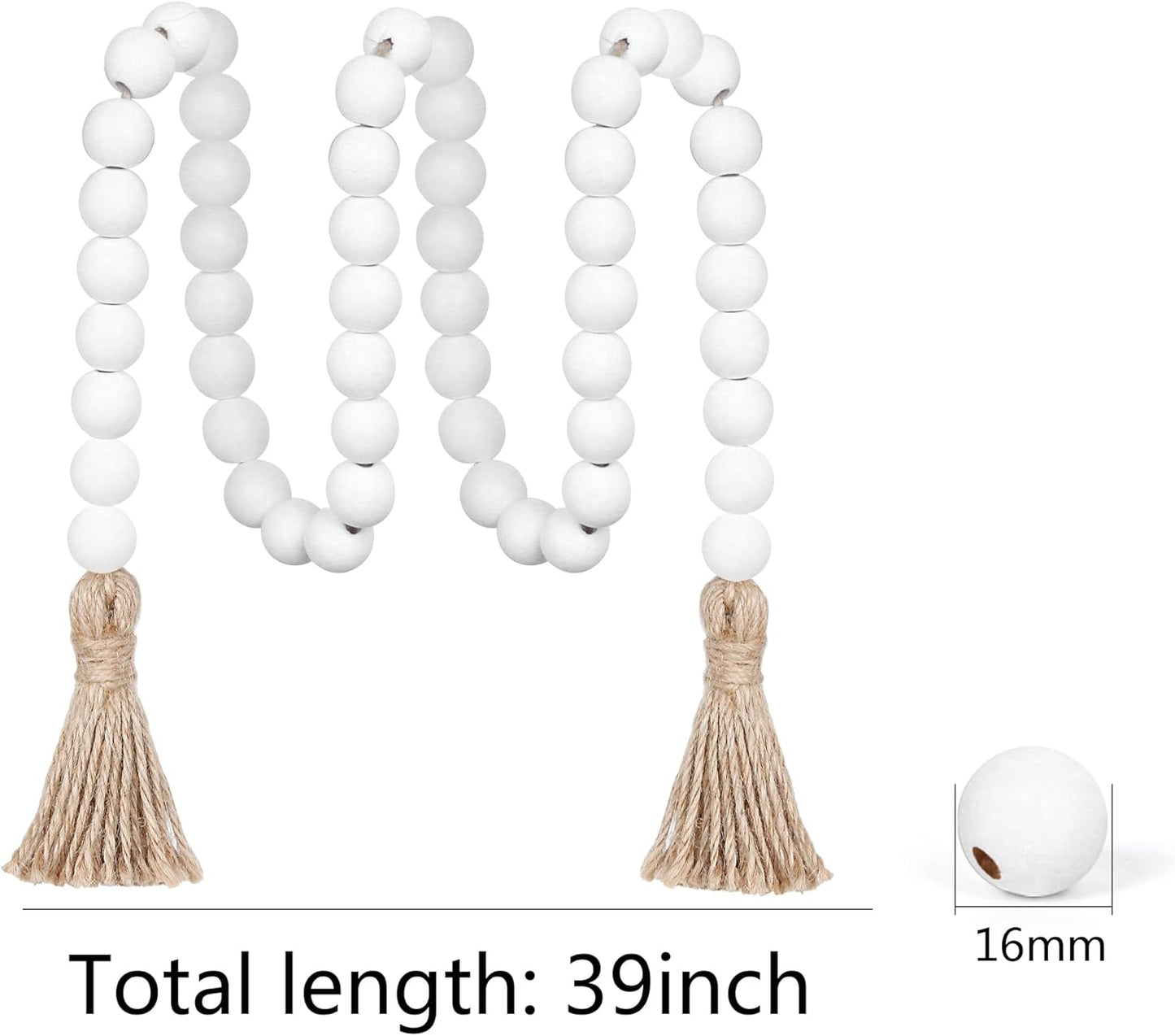 Meplait 39in Wood Bead Garland Farmhouse with Tassels,Versatile Prayer Beads Boho Chic Wall Hanging Home Decor (Black)
