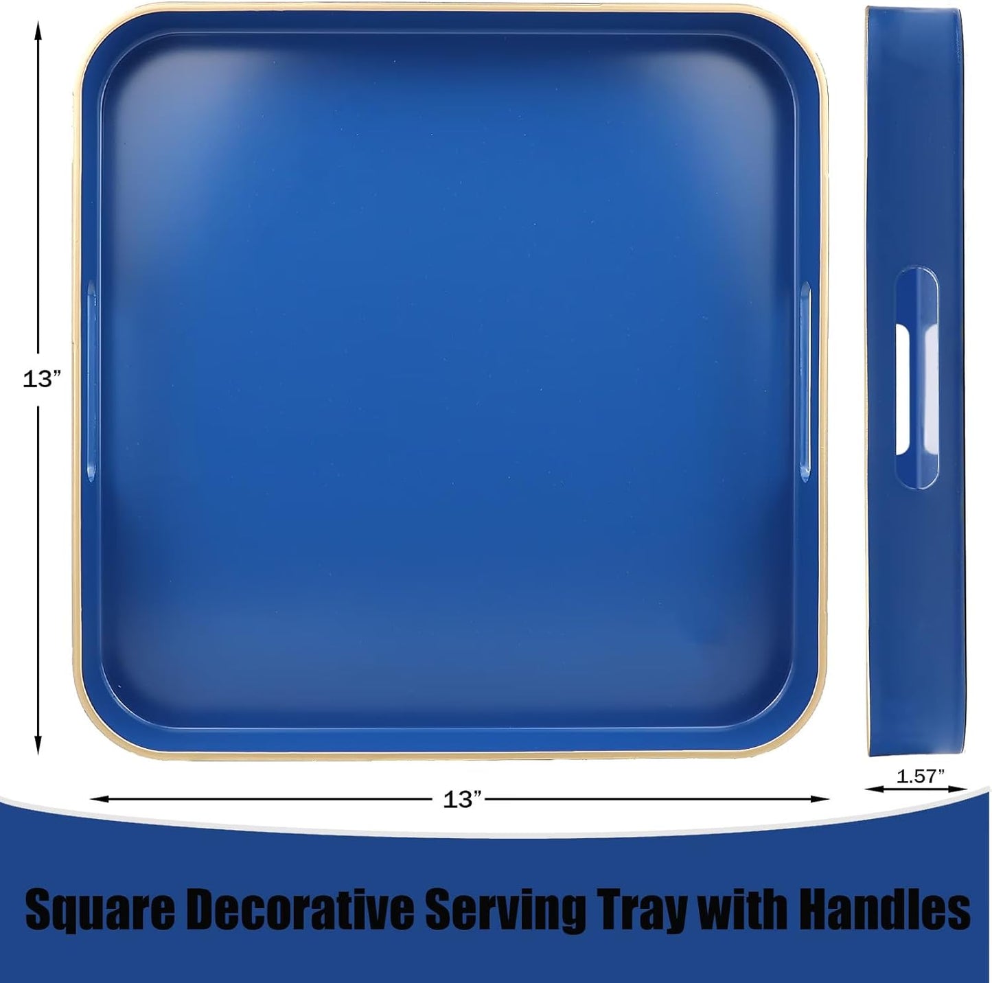 Green Decorative Tray with Handles, Versatile Serving Tray for Coffee Table, Ottoman, Ideal for Serving, Displaying, Organizing, 15.7"*10.2"*1.57"