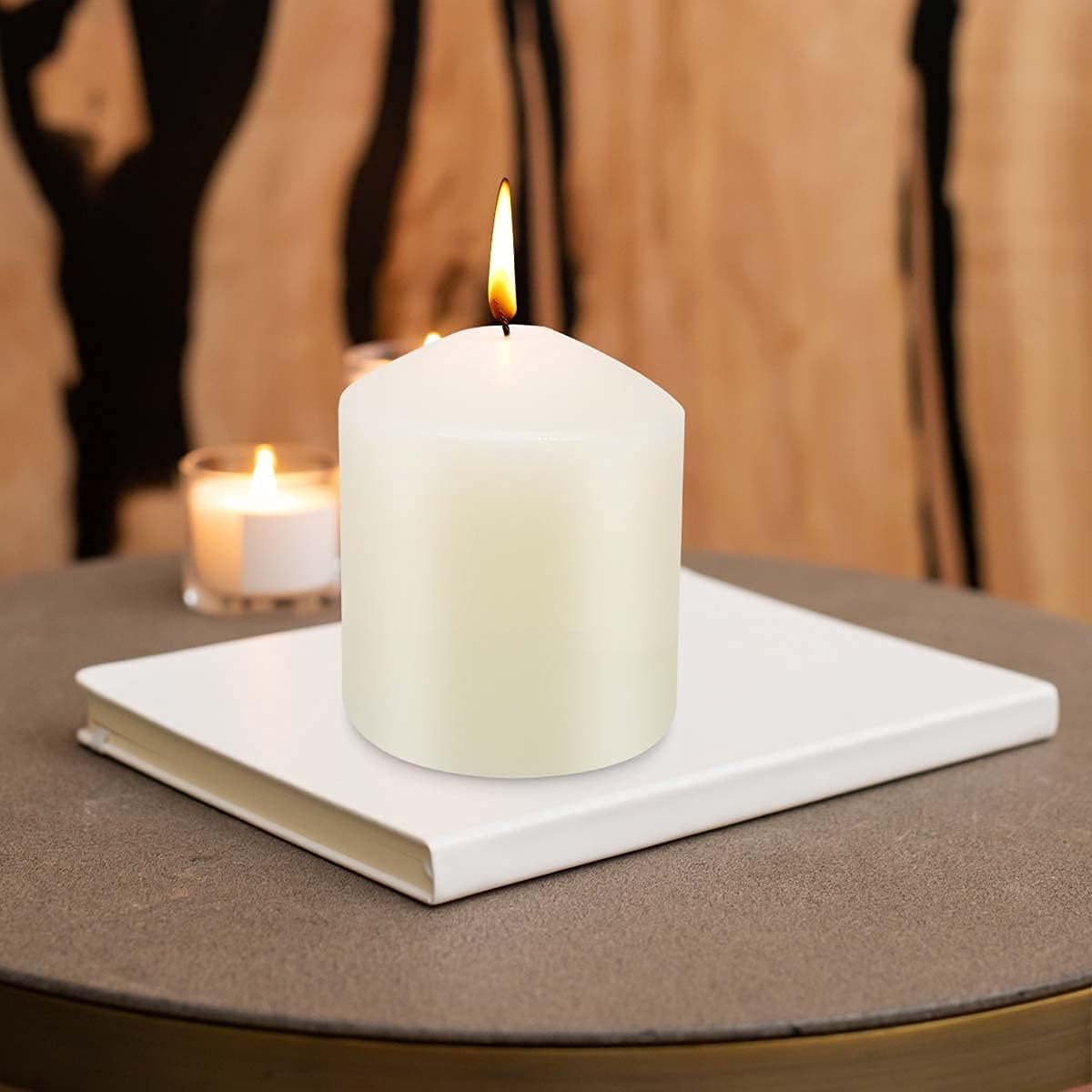 12 Pack Ivory 2x3 Inch Pillar Candles, 22 Hours Unscented Column Candles, Dripless Smokeless Unscented Candles for Home Weddings Restaurant Spa Church and Emergency