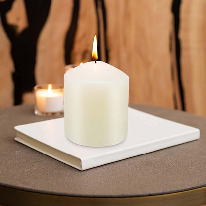 12 Pack Ivory 2x3 Inch Pillar Candles, 22 Hours Unscented Column Candles, Dripless Smokeless Unscented Candles for Home Weddings Restaurant Spa Church and Emergency