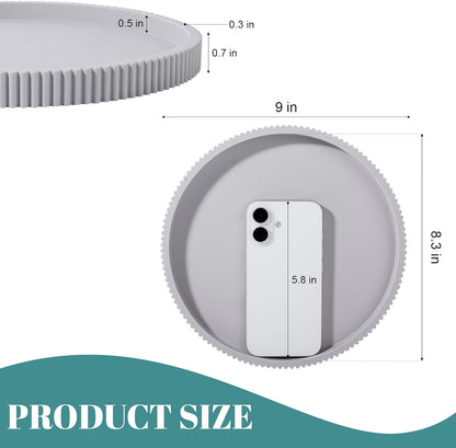 Silicone Bathroom Tray Round Kitchen Counter Organizer Decorative Vanity Accessories Coffee Table Decor for Perfume, Candle, Soap Dish, 9 Inch, Black