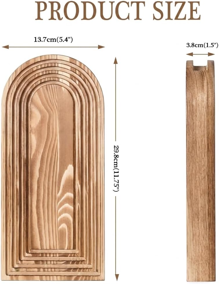 Wooden Wall Planter Set of 4 - Modern Home Decor for Living Room, Bedroom, Bathroom - Walnut Finish Planter for Dried Flowers, Faux Greenery, Indoor Plants