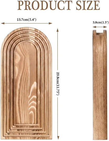 Wooden Wall Planter Set of 4 - Modern Home Decor for Living Room, Bedroom, Bathroom - Walnut Finish Planter for Dried Flowers, Faux Greenery, Indoor Plants