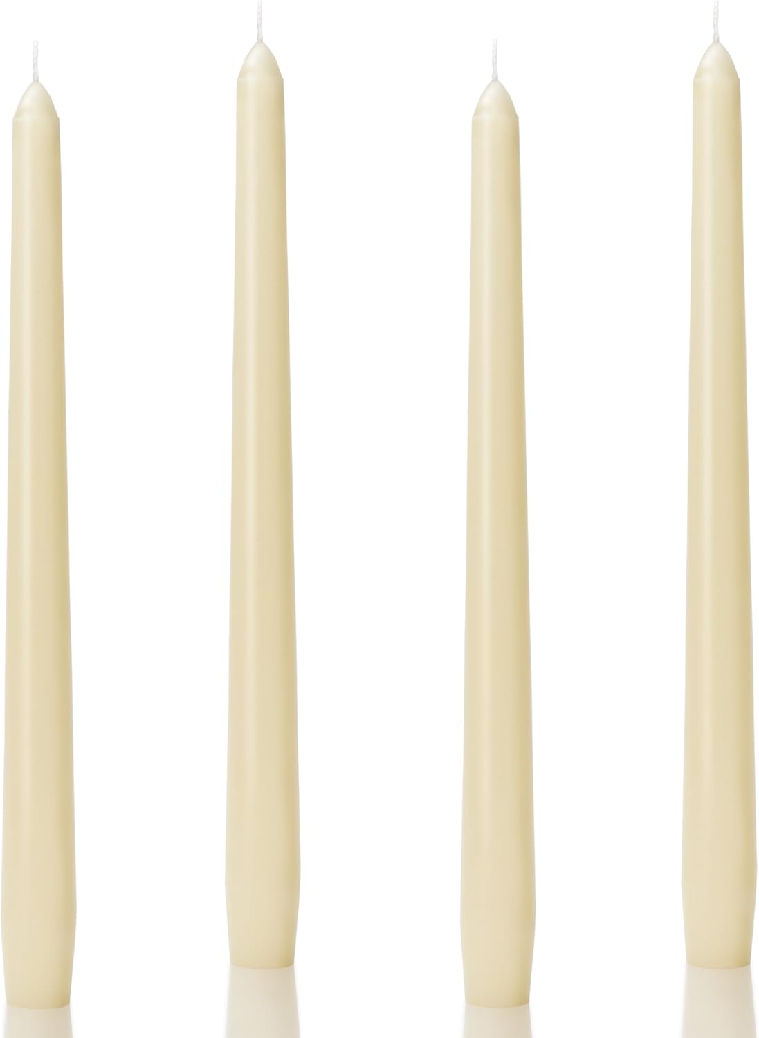 10-Inch Ivory Taper Candles - Dripless Smokeless Tapered Candle Cream Unscented Candlesticks Paraffin Wax Long Slow Burning Tall Candle Sticks for Dinner Business Wedding Restaurants 12 Pack
