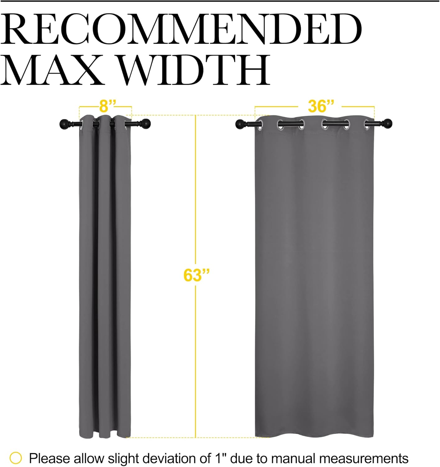 NICETOWN Halloween Pitch Black Solid Thermal Insulated Grommet Blackout Curtains/Drapes for Bedroom Window (2 Panels, 42 inches Wide by 63 inches Long, Black) - Colors E