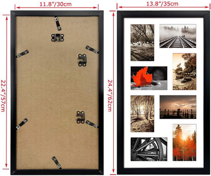 QUTREY 20 Opening 4x6 Collage Picture Frame Set of 2, 18.1x41.3 inches Black Multiple Frames Display 4 by 6 inch Photos with Mat for Wall Hanging