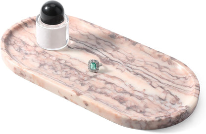 Koville Italian Travertine Tray, 12"x6" Vanity Decorative Marble Tray for Countertop, Catchall Tray for Perfume, Candles, Jewelry Dish Tray