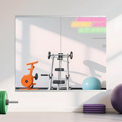 Ruomeng Home Gym Mirrors 12 Inch x 12Pcs Wall Mounted Mirror Glass Frameless Full Length Mirror Tiles for Home Gym, Bedroom, Door & Bathroom