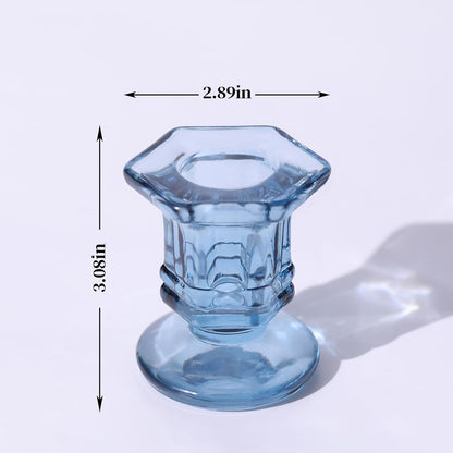 Lanttu Candlestick Holders Bulk, 12 Pcs Glass Candle Holders Set Clear, Crystal Taper Candle Holder for Wedding, Table Centerpiece, Home Decoration