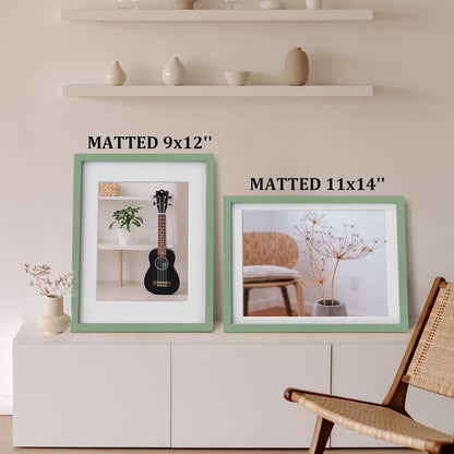 Egofine 12x16 Picture Frame Black, Covered by Plexiglass Made of Solid Wood, Display Pictures 9x12 and 11x14 with Mat or 12x16 Without Mat, for Wall Mounting Photo Frame - Colors A