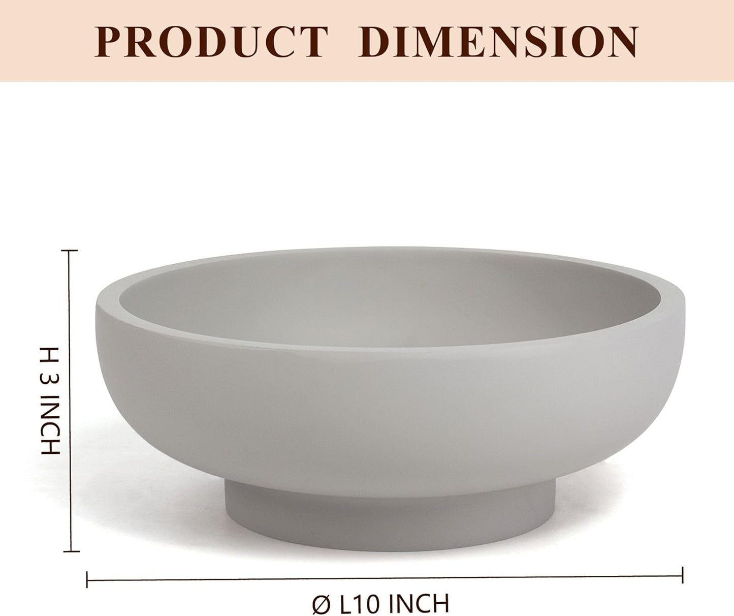 YMXYJM Large Decorative Bowl, Modern Handicraft Resin Bowls for Home Decor, Decorative Fruit Bowl for Kitchen Counter, Stylish Key Bowl for Entry Table, Artificial Stone Resin Beige