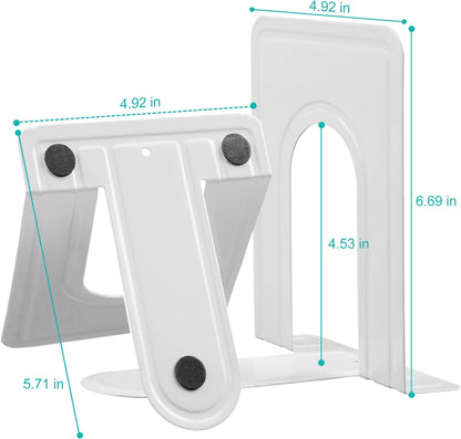 HappyHapi Book Ends, Non-Skid Metal Bookend Supports for Shelves, Heavy Duty Book End, Office Book Stopper, 6 x 5 x 6 Inches, 14 Pieces / 7 Pairs (Black)