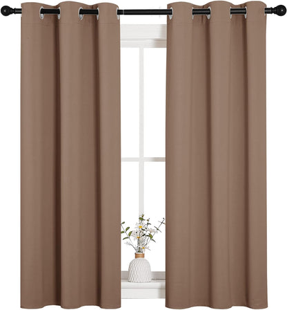 NICETOWN Halloween Pitch Black Solid Thermal Insulated Grommet Blackout Curtains/Drapes for Bedroom Window (2 Panels, 42 inches Wide by 63 inches Long, Black) - Colors D